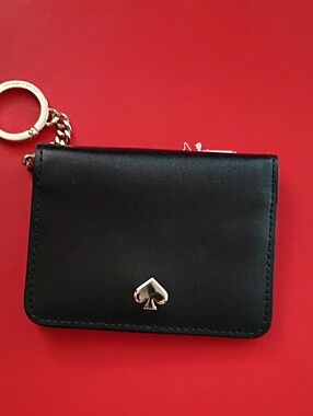 Kate Spade Black Leather Card Holder with Keychain